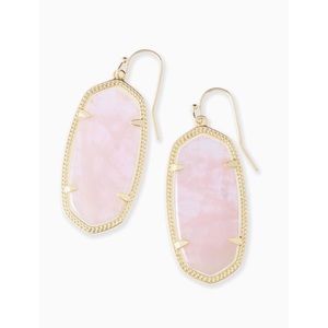 Kendra Scott Elle Gold Drop Earrings Rose Quartz